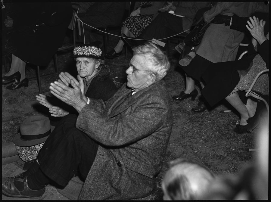 Applauding at the North Sydney Music Shell, 1948 — photograph, from St Leonards Park, North Sydney (North Sydney Music Shell), circa 1948