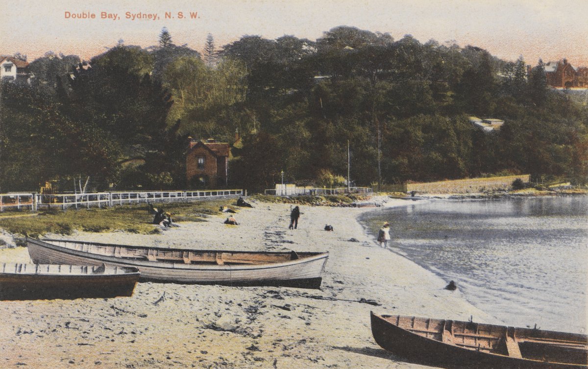 Dinghies on the beach at Double Bay, Sydney — photograph, from Double Bay, circa 1915
