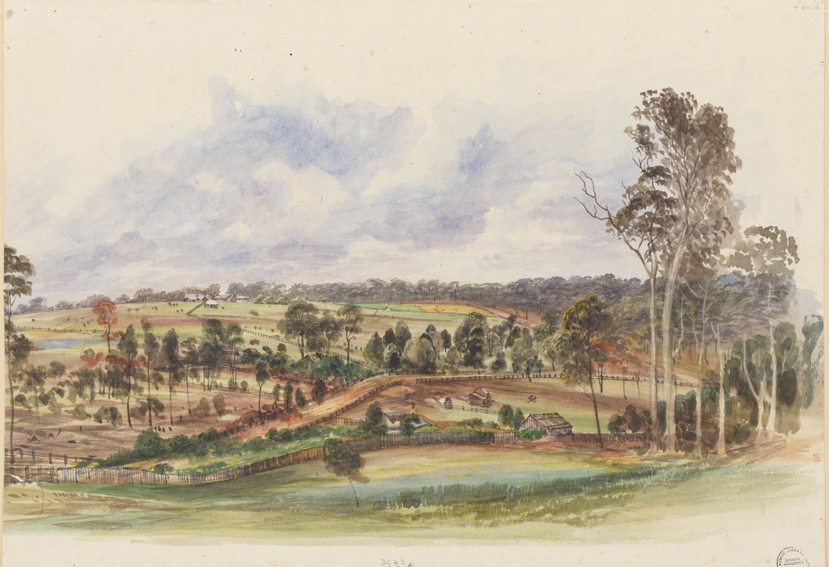 Rural scene, verso of Thompson's Bridge, Cooks River — illustration, from Campsie, circa 1862