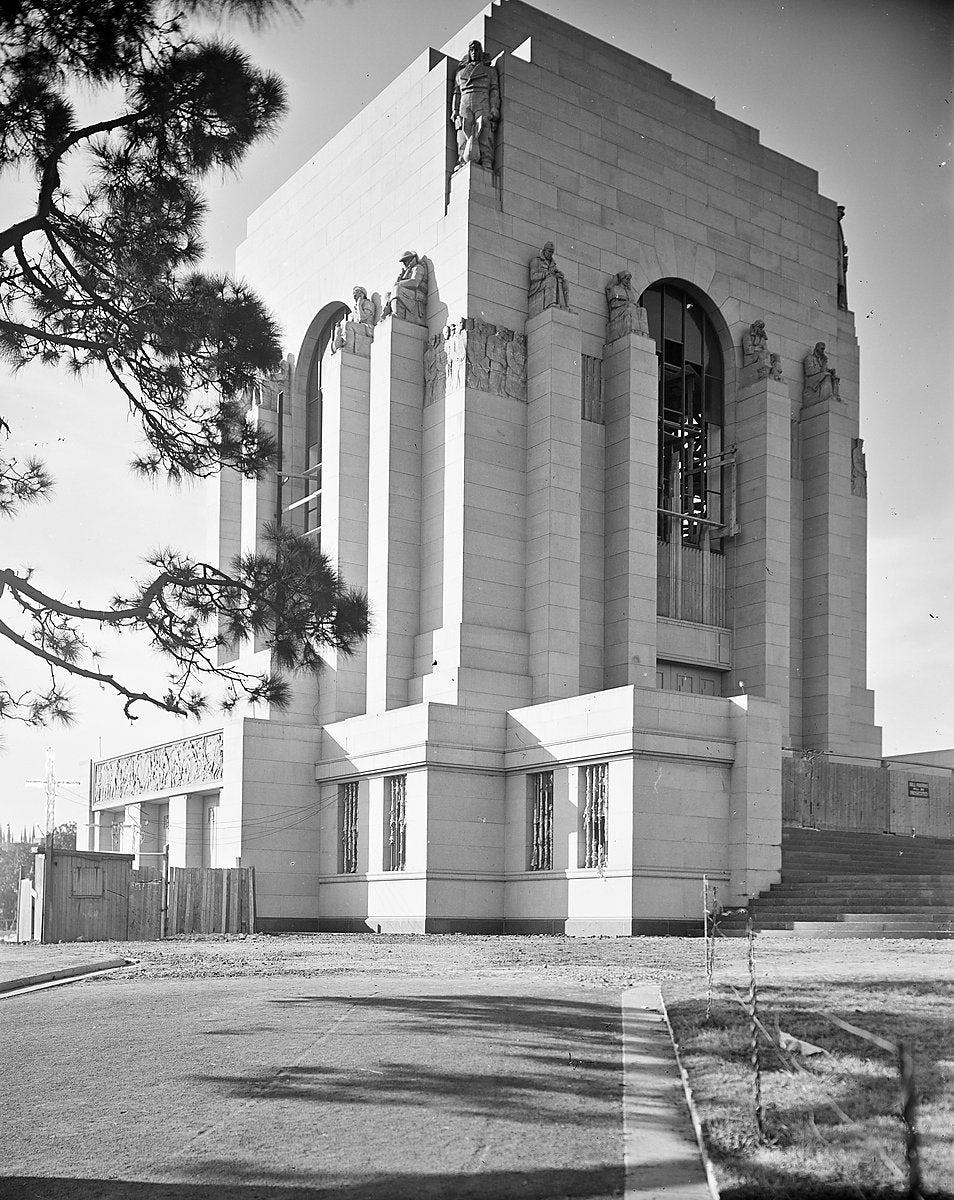 Anzac Memorial, Hyde Park, nearing completion, 1934 — photograph, from Anzac Memorial, circa 1934