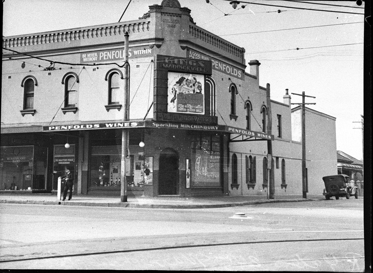 Penfolds Wines saloon on a Marrickville corner — photograph, from Marrickville wine saloon, Marrickville, N.S.W., circa 1939