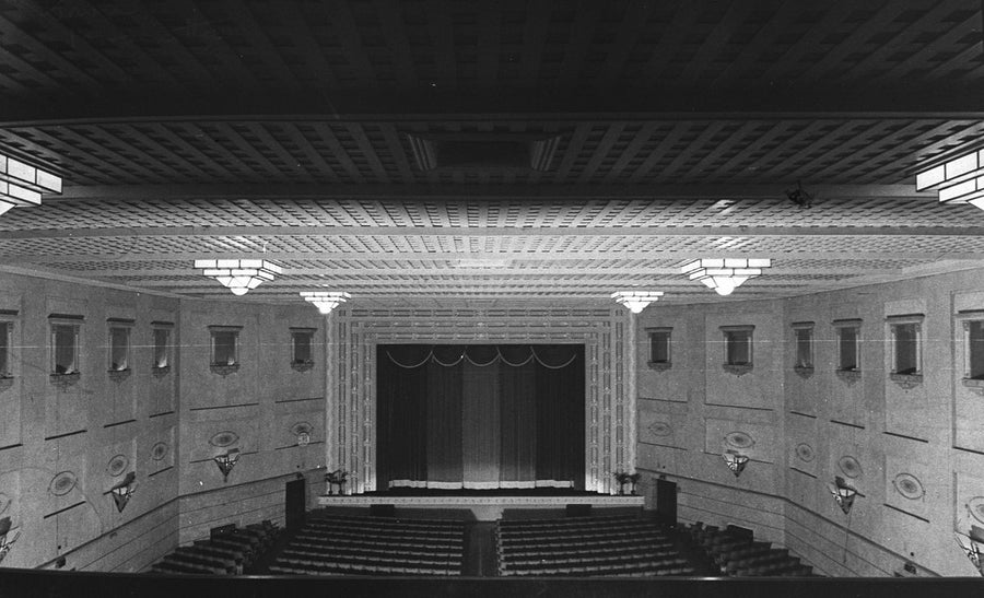 Civic Theatre, Parramatta — auditorium and proscenium — photograph, from George Street, circa 1942