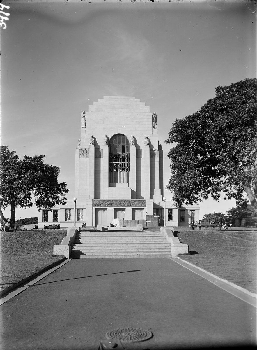 West front of the Anzac Memorial, Hyde Park, Sydney — photograph, from Anzac Memorial, circa 1934