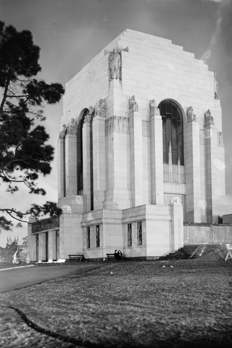 Anzac Memorial, Hyde Park, nearing completion, 1934 — photograph, from Anzac Memorial, circa 1934