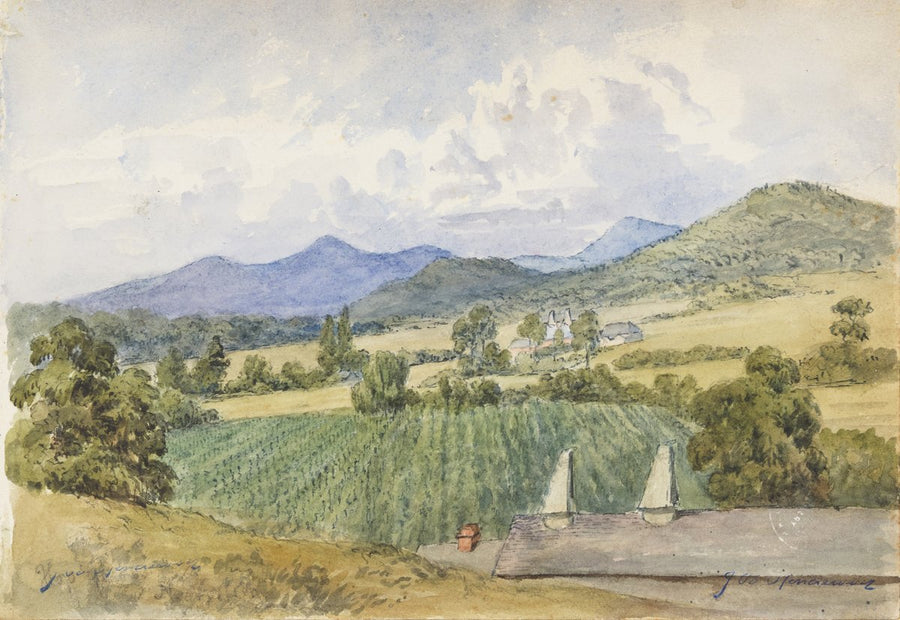Top Gardens, New Norfolk, Tasmania, 1891 — illustration, from New Norfolk, circa 1891
