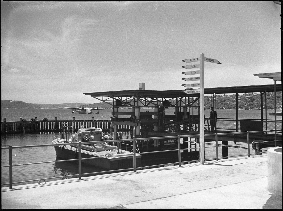 Qantas Empire Airways flying boat base, Rose Bay — photograph, from Rose Bay flying boat base, Rose Bay, Sydney, circa 1950