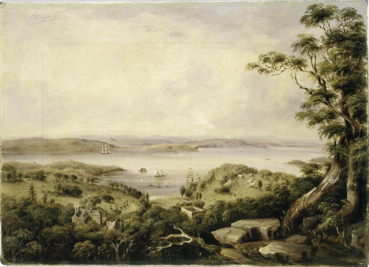 Vaucluse House and its 1851 fête, from New South Head Road — illustration, from Vaucluse House, circa 1851
