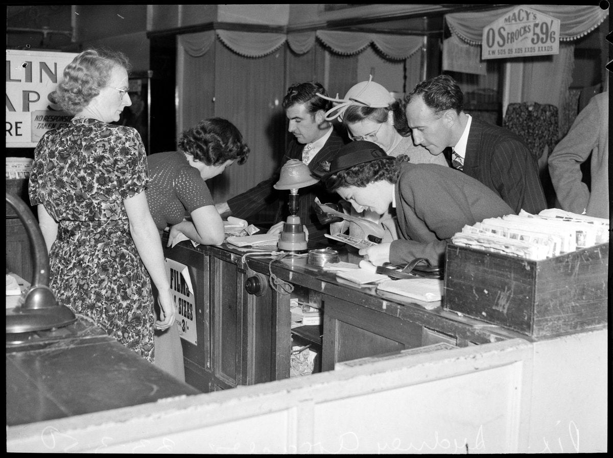 Photographic supplies kiosk, Royal Arcade, Sydney, 1950 — photograph, from Royal Arcade, Sydney (opposite the Queen Victoria Building), circa 1950