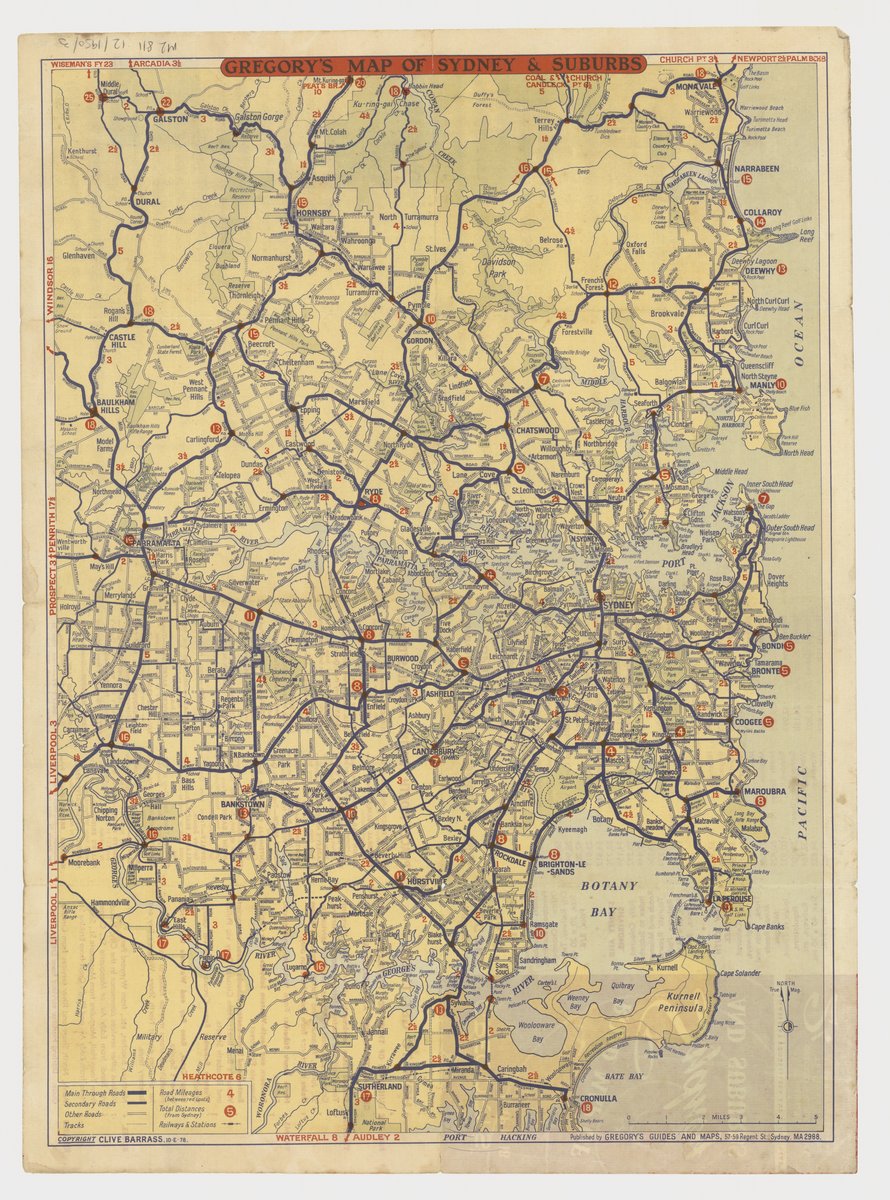 Gregory's Map of Sydney & Suburbs — Mona Vale to Cronulla — map, from null, circa 1950