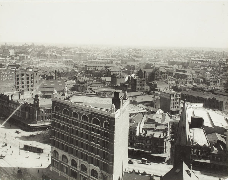City rooftops from Central Railway Station, Sydney — photograph, from Eddy Avenue, circa 1871