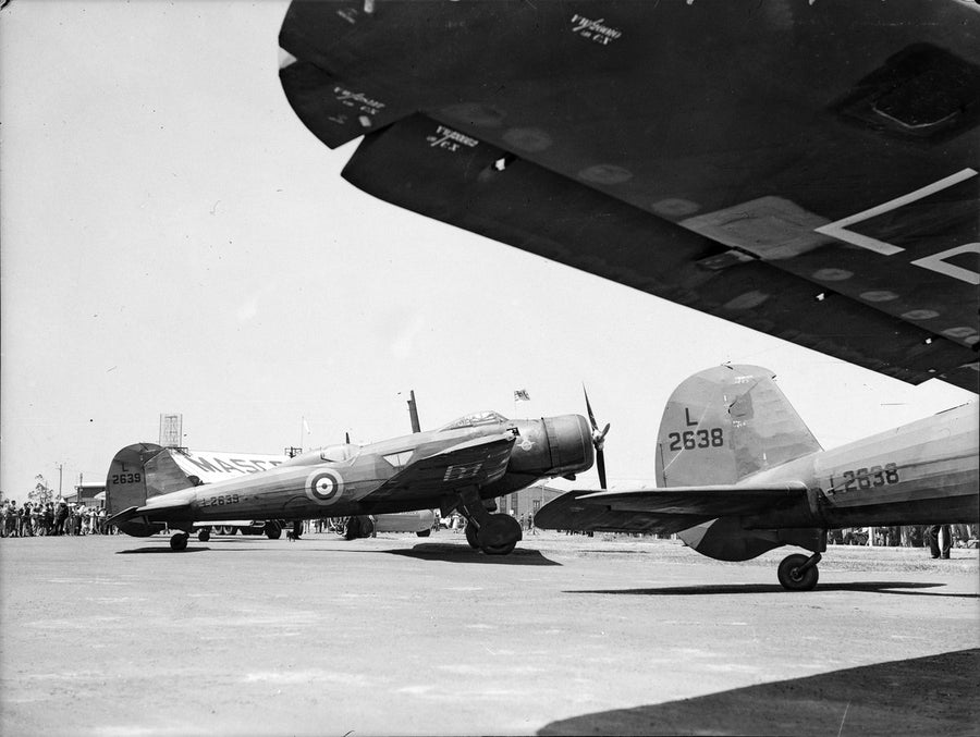 Vickers Wellesley bombers L2638 and L2639 after the 1938 England–Australia flight — photograph, from The Grand Parade, circa 1938