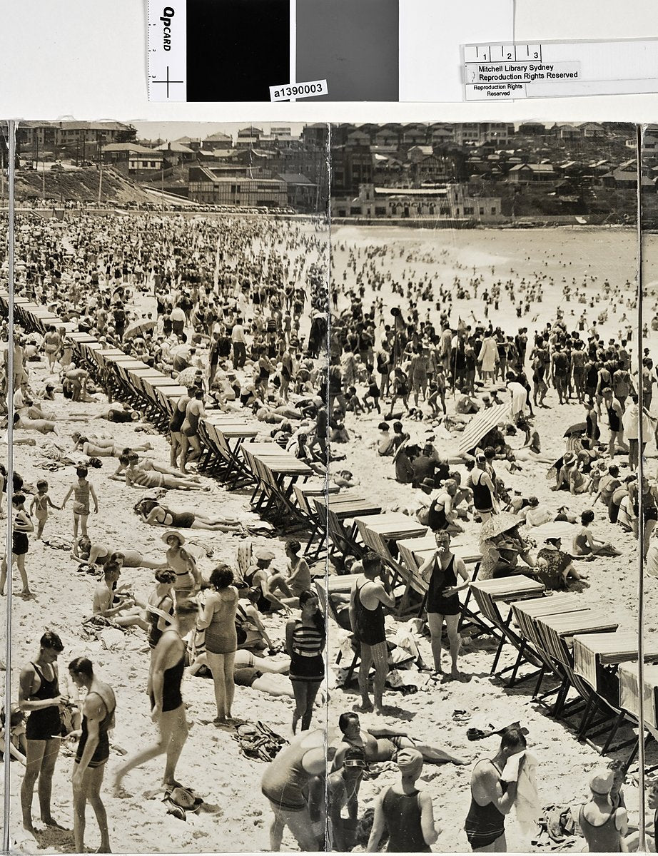 Bondi Beach bathing crowd, 1931 — photograph, from Bondi Beach, circa 1931