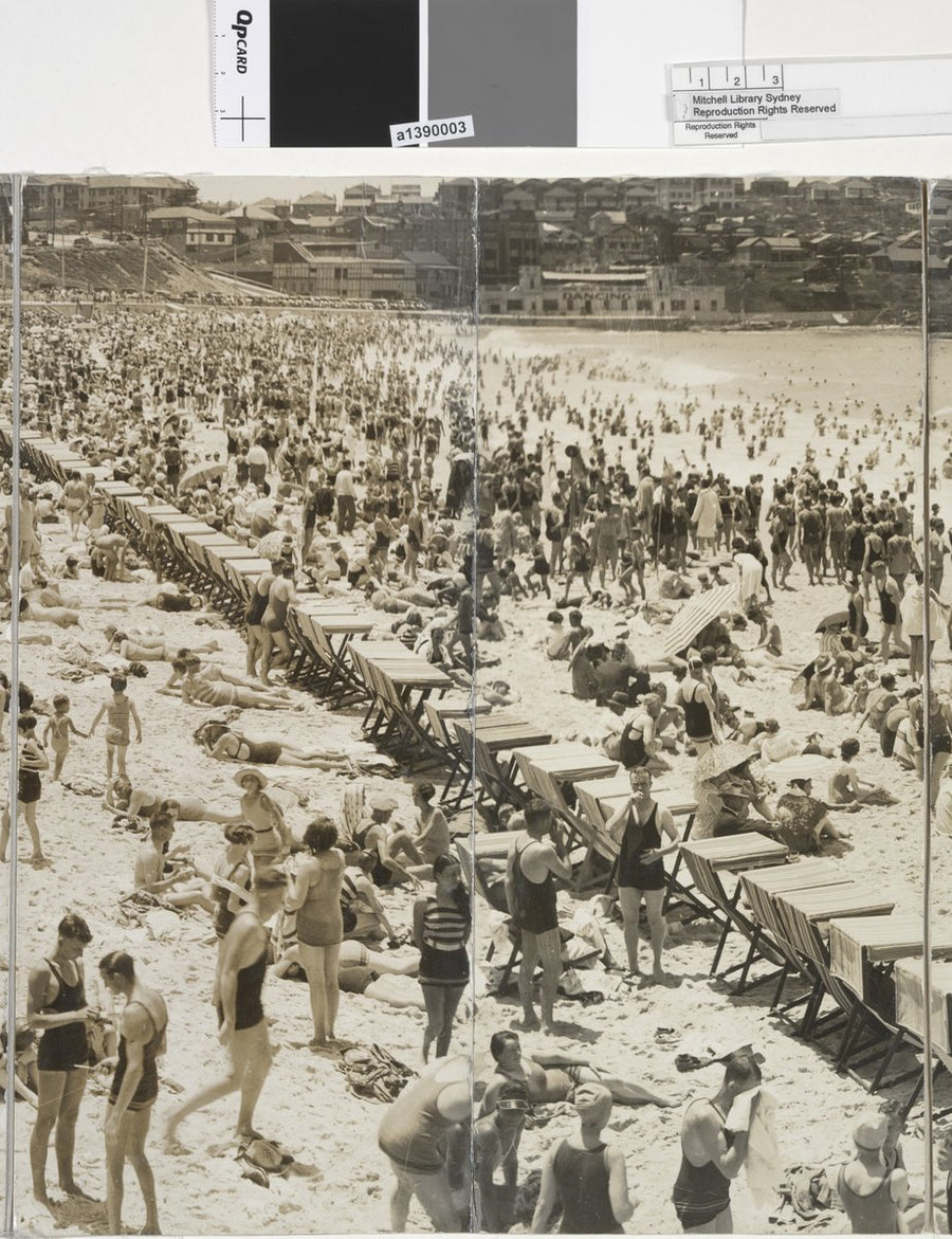 Bondi Beach bathing crowd, 1931 — photograph, from Bondi Beach, circa 1931