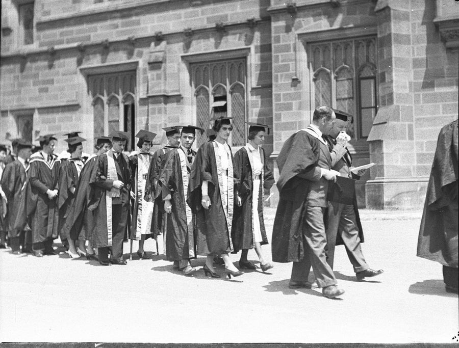 Academic procession at the University of Sydney, 1936 — photograph, from University of Sydney, New South Wales, circa 1936