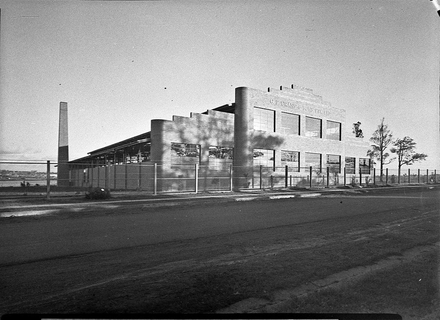 G.E. Crane & Sons works, Burwood Road, Concord — photograph, from Burwood Road, 1940
