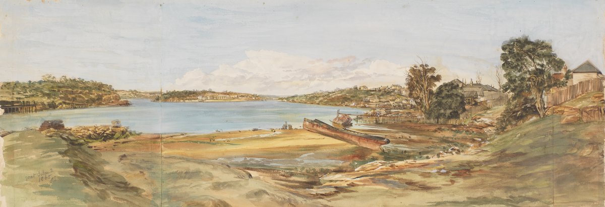 Goat Island from the Balmain foreshore, 1865 — illustration, from Balmain East, circa 1865