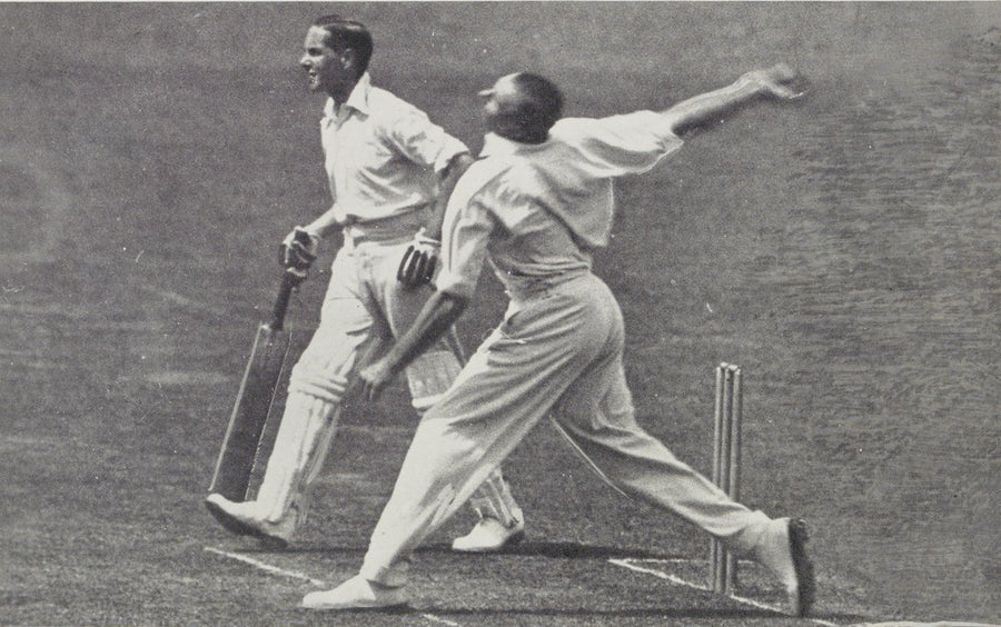 Batsman mid-stroke during a cricket match — photograph, circa 1853