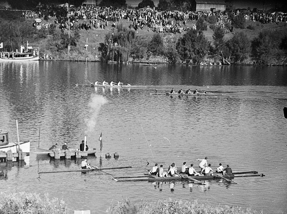 GPS Head of the River regatta on the Nepean River, Penrith — photograph, from Penrith, 1940