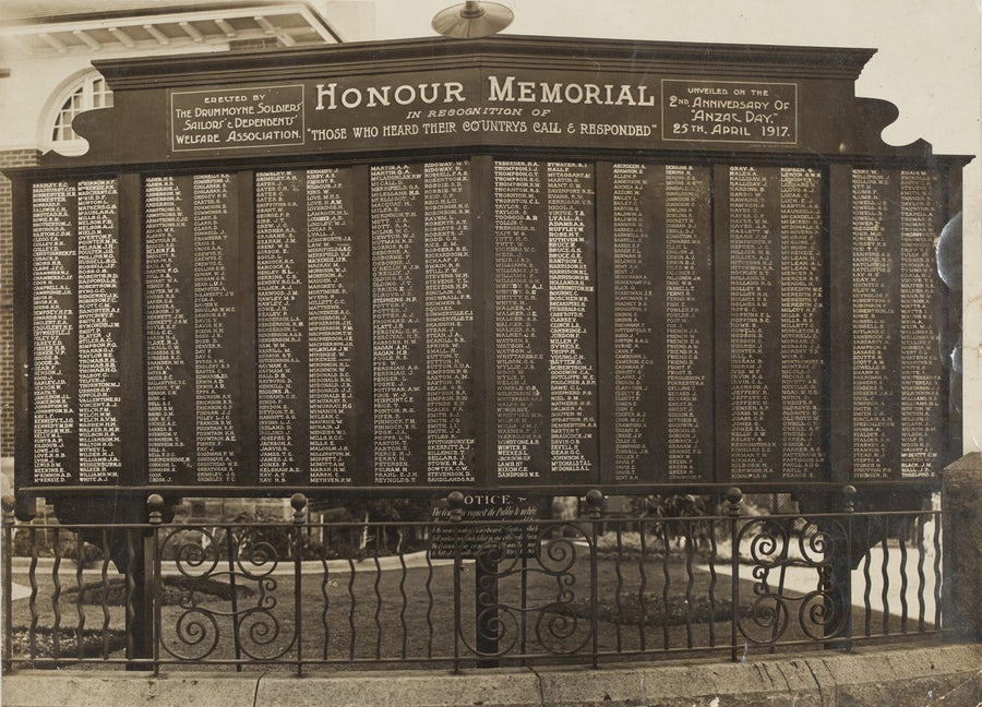 Drummoyne Honour Memorial, unveiled Anzac Day 1917 — photograph, from Drummoyne, circa 1915