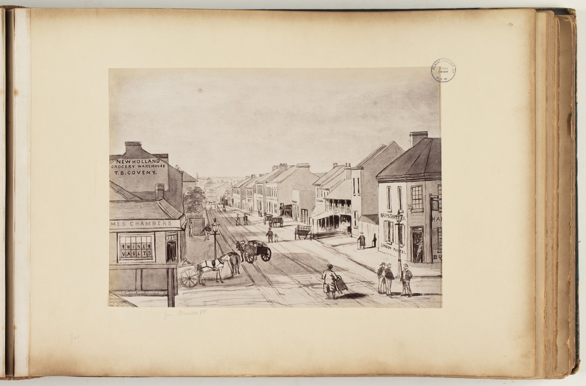 King Street looking north, Sydney, 1842 — illustration, from King Street, Sydney, circa 1870