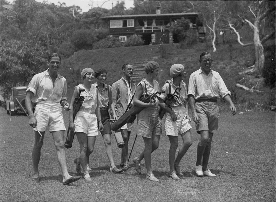 Palm Beach golfers photographed for the social pages, 1930 — photograph, from Palm Beach, circa 1930