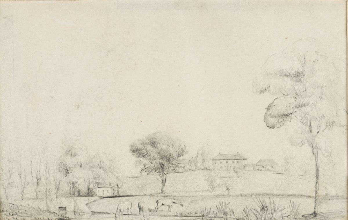 Government House, Parramatta, seen across the domain, 1844 — illustration, from Parramatta Park, circa 1844