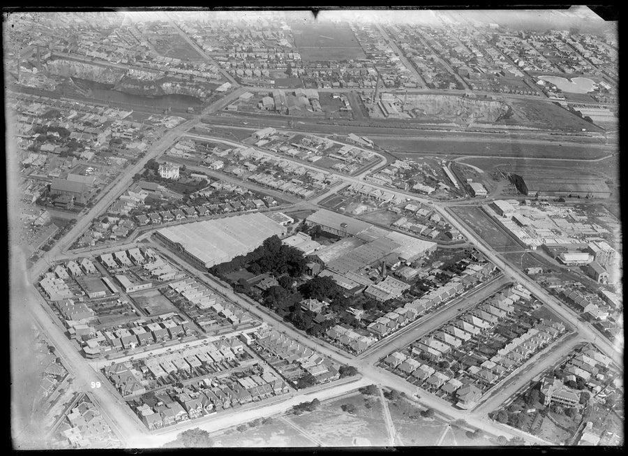 Milton Kent aerial over a Sydney factory district, ca. 1937 — photograph, circa 1937