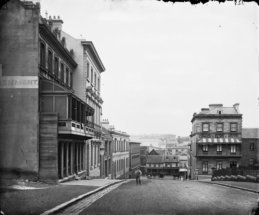 Cohen's Family Hotel near the Sydney Town Hall, c. 1870 — photograph, circa 1870