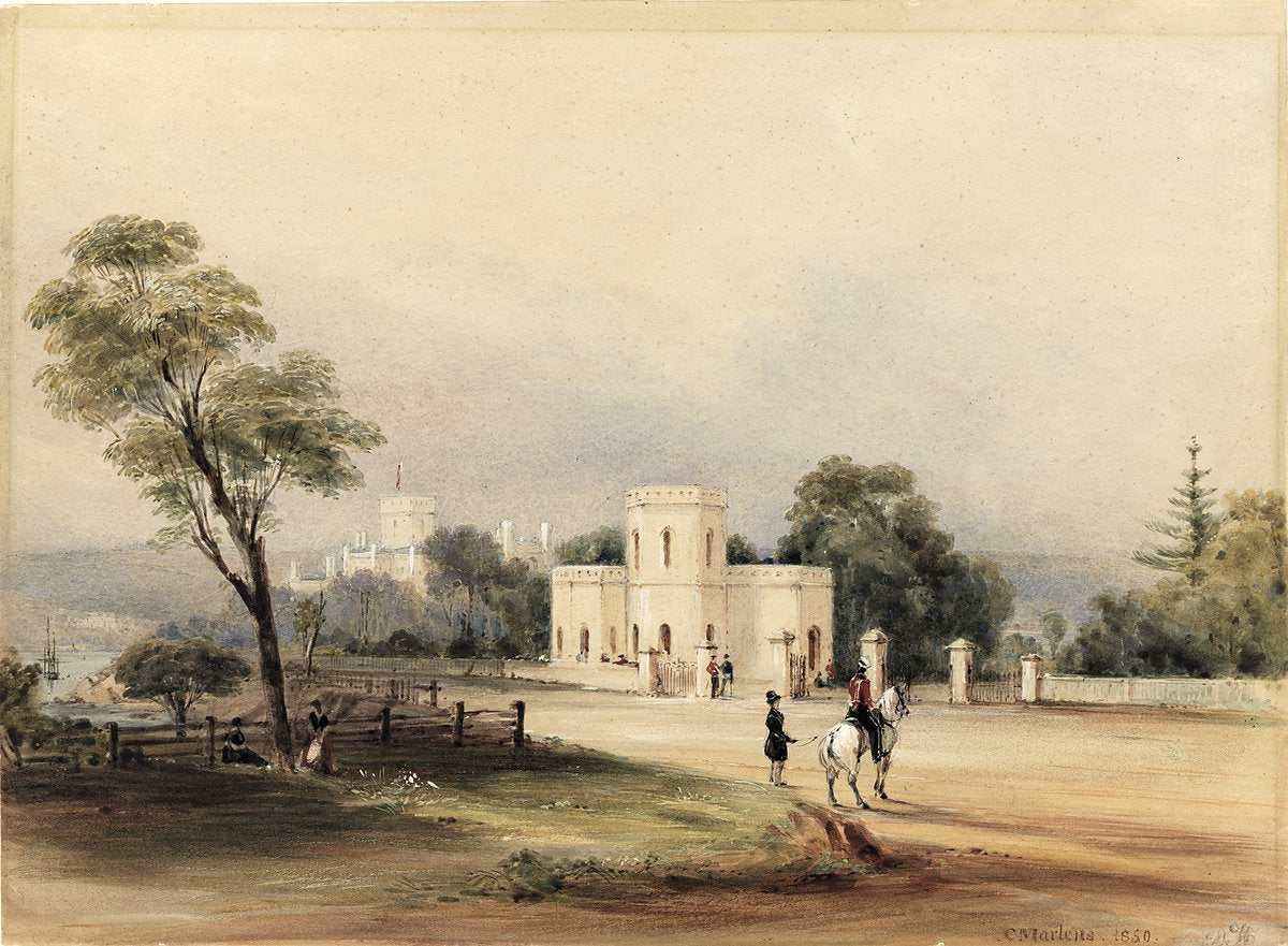Entrance to Government House, Sydney — illustration, from Government House, 1850
