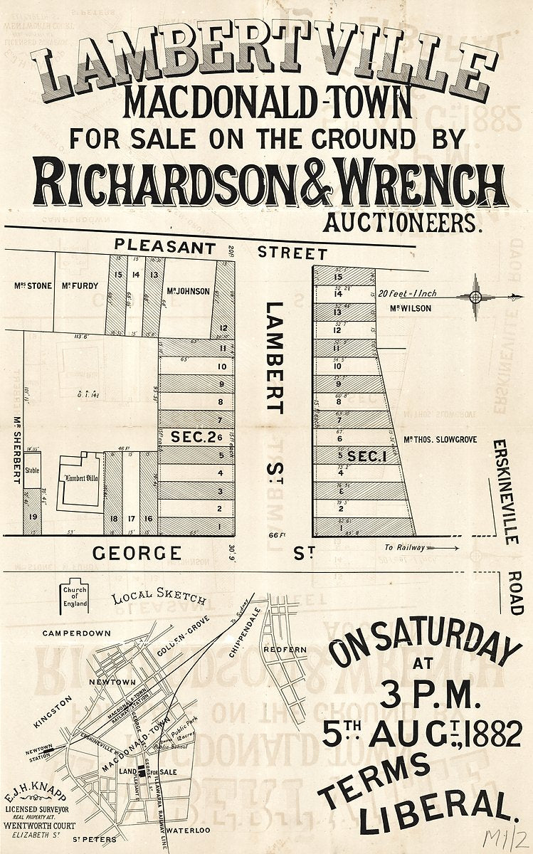 Lambertville estate auction plan, Macdonaldtown — map, from Alexandria, 1882
