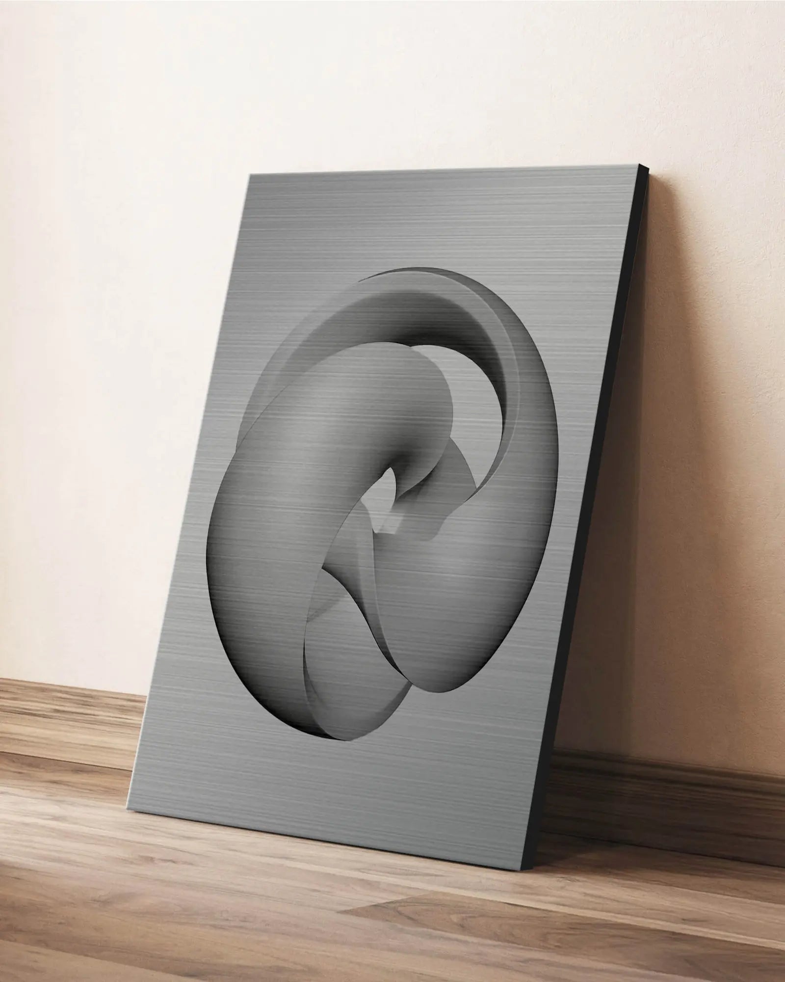 Brushed aluminium — leaning against wall