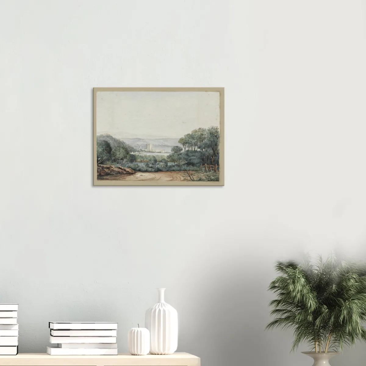 Canvas print on a wall above a sofa